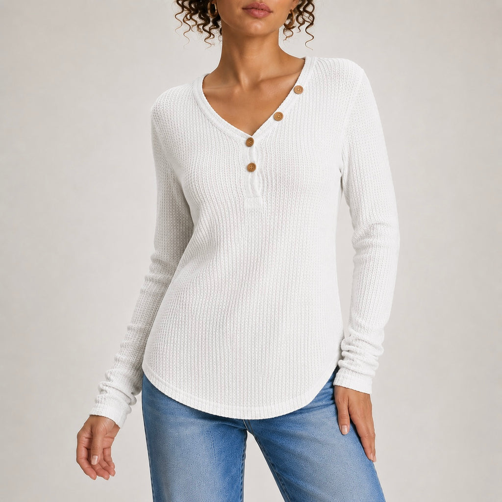 Women's Liora Button Open Neckline Top
