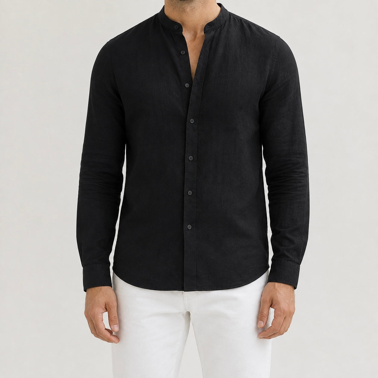 Men's Riven Half-Collar Cotton Shirt