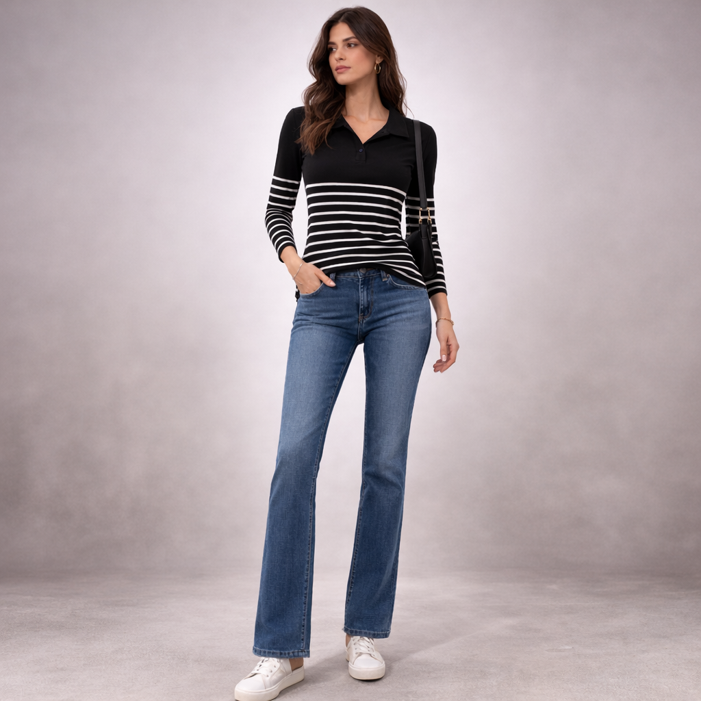 Elara Stripe Polo Top