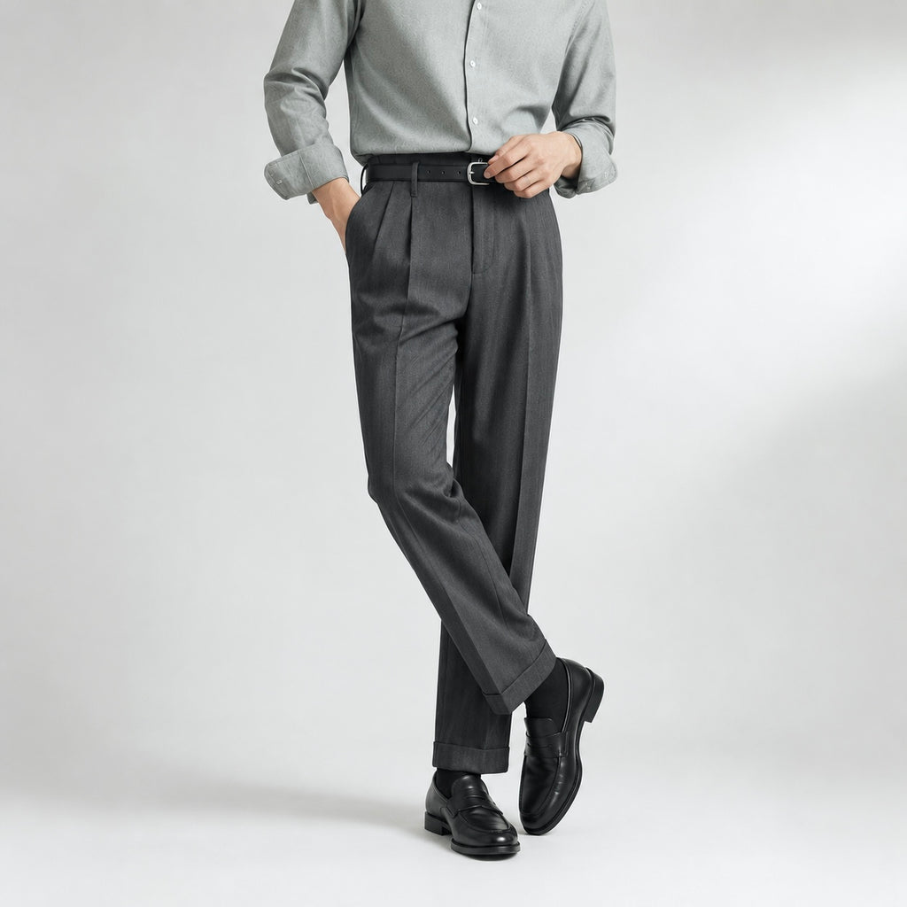 Men’s Romano Pleated Straight Leg Smart Trousers