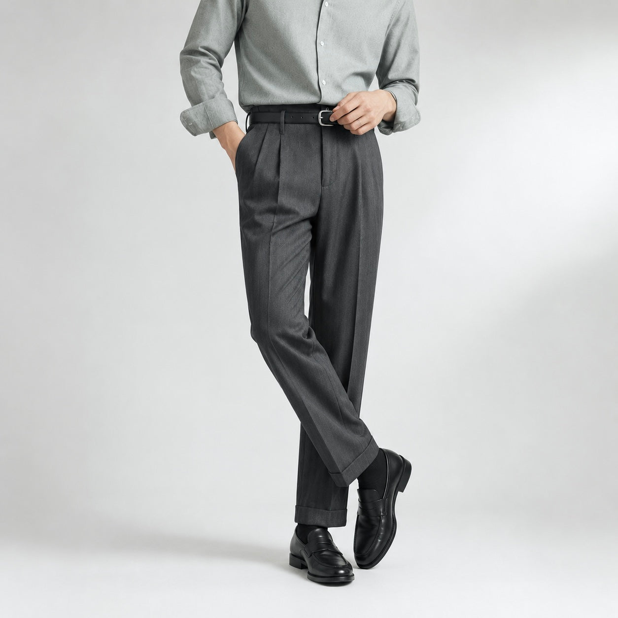 Men’s Romano Pleated Straight Leg Smart Trousers