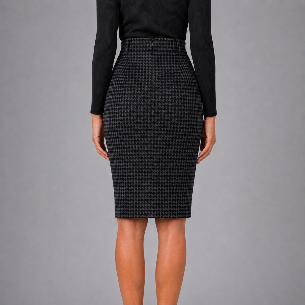 Women’s Amelie Houndstooth/Checkered Pencil Skirt