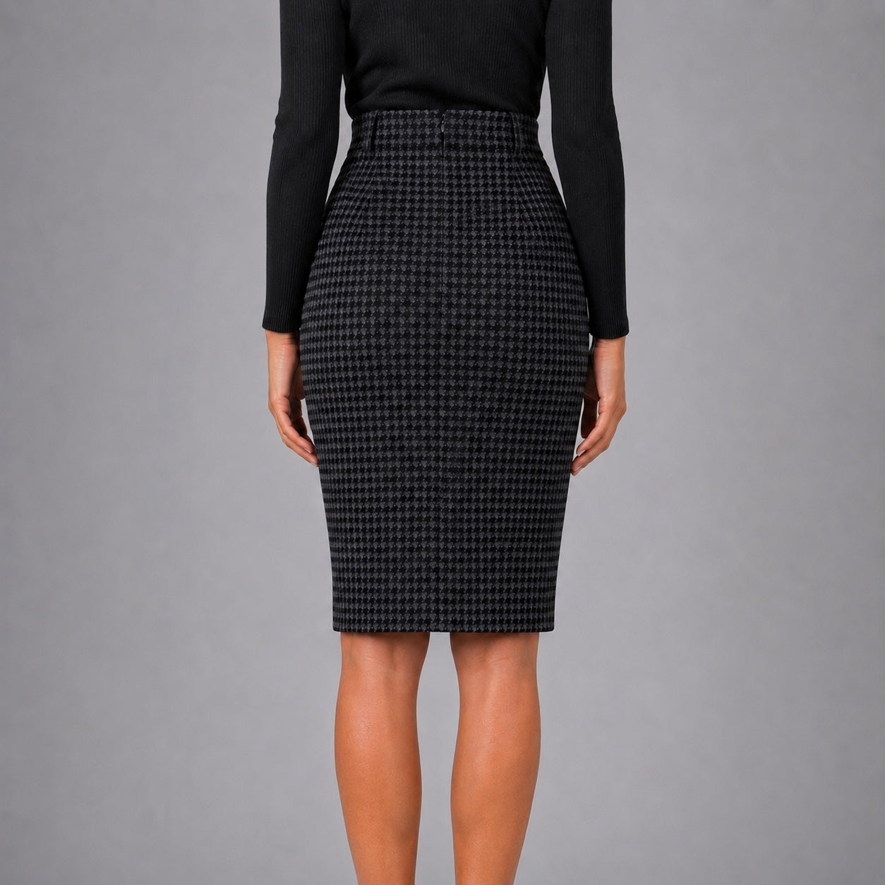 Women’s Amelie Houndstooth/Checkered Pencil Skirt