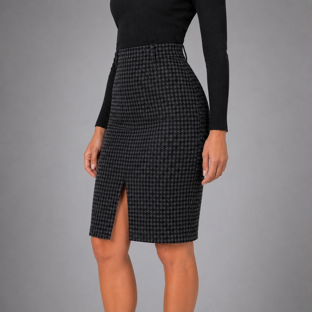 Women’s Amelie Houndstooth/Checkered Pencil Skirt
