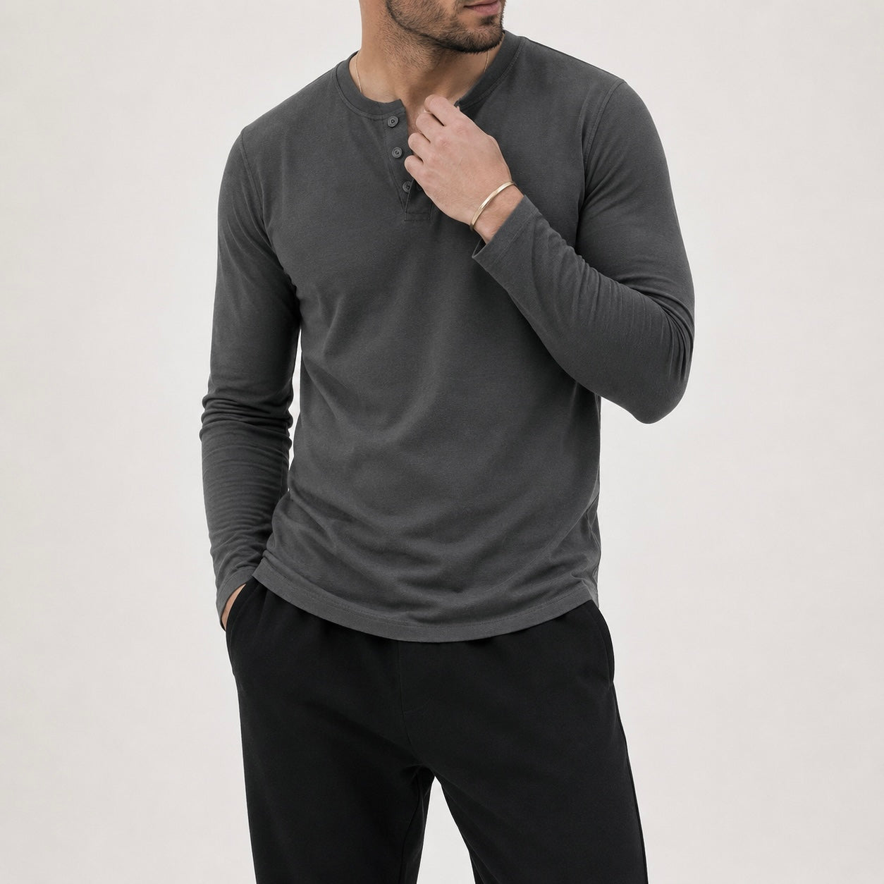 Men's Kaelen Button Henley Top