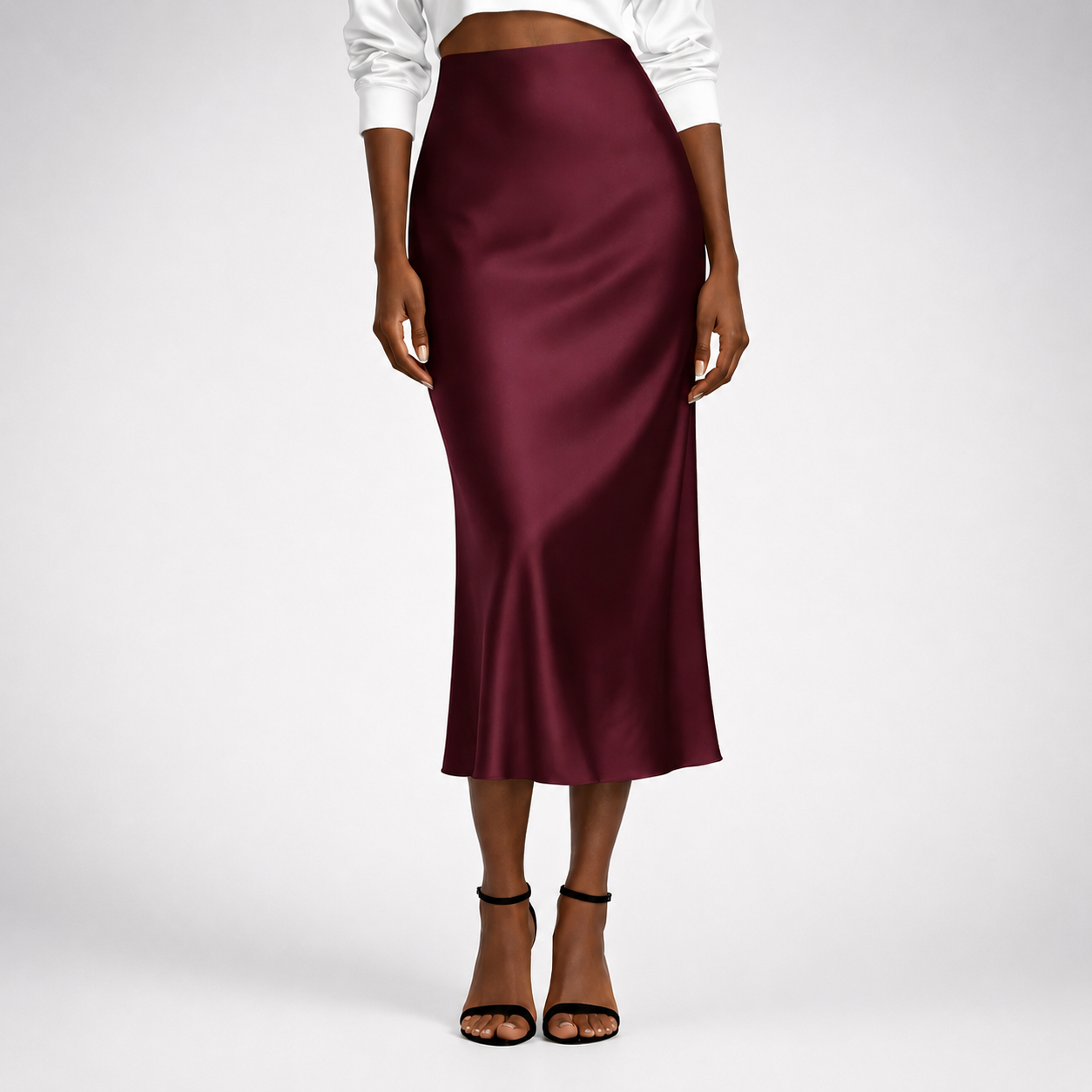 Women's Valeria Satin Midi Skirt