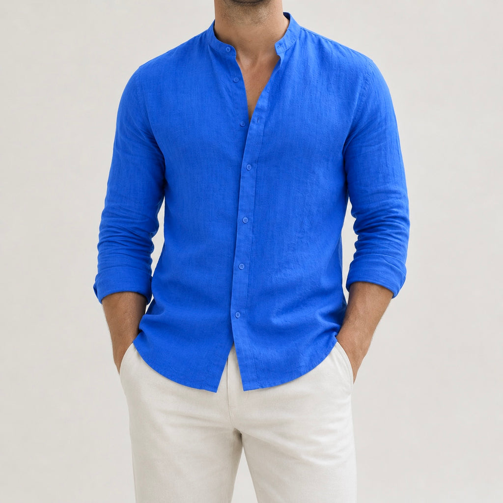 Men's Riven Half-Collar Cotton Shirt