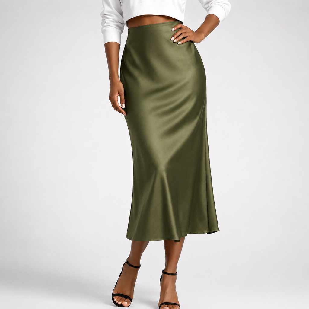 Women's Valeria Satin Midi Skirt