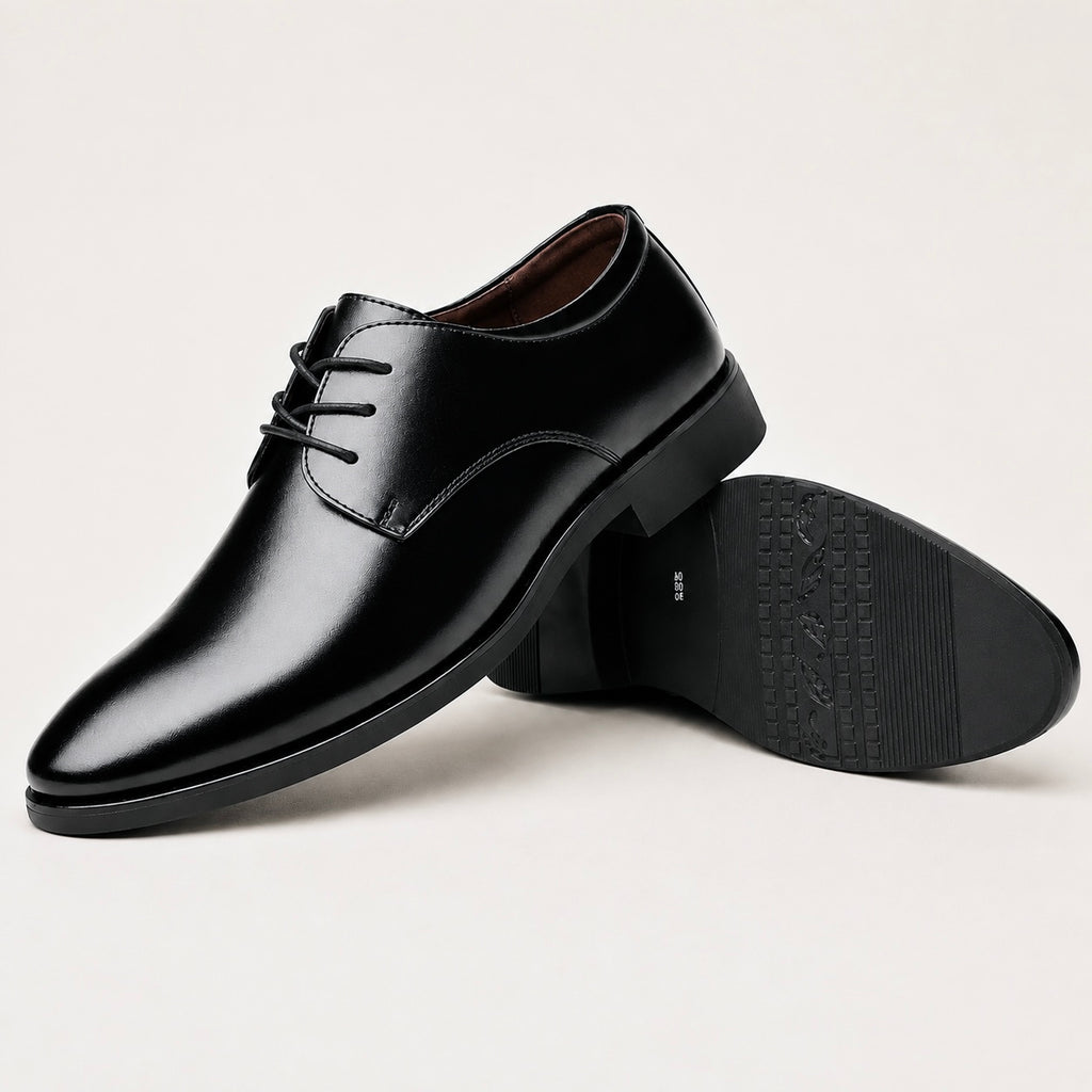 Men's Black Leather Classic Oxfords Shoes