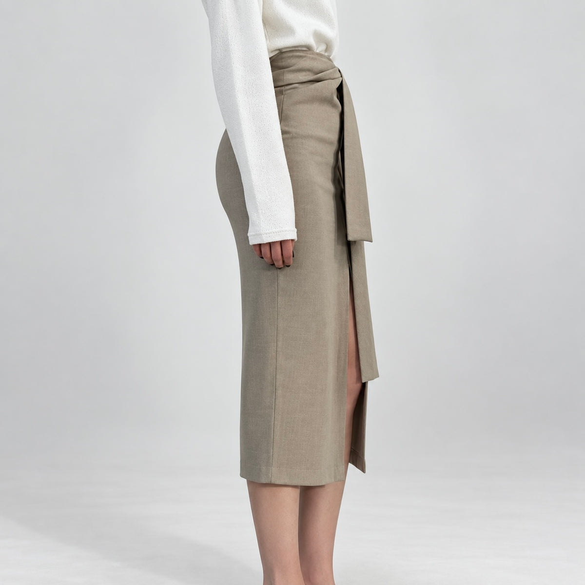 Women's Imogen High Waist Tie Front Midi Pencil Skirt