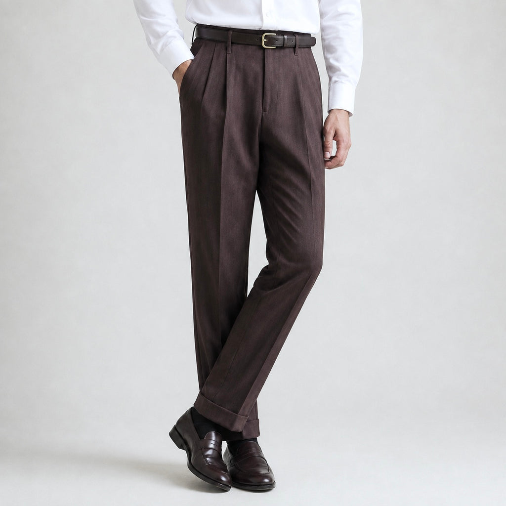 Men’s Romano Pleated Straight Leg Smart Trousers