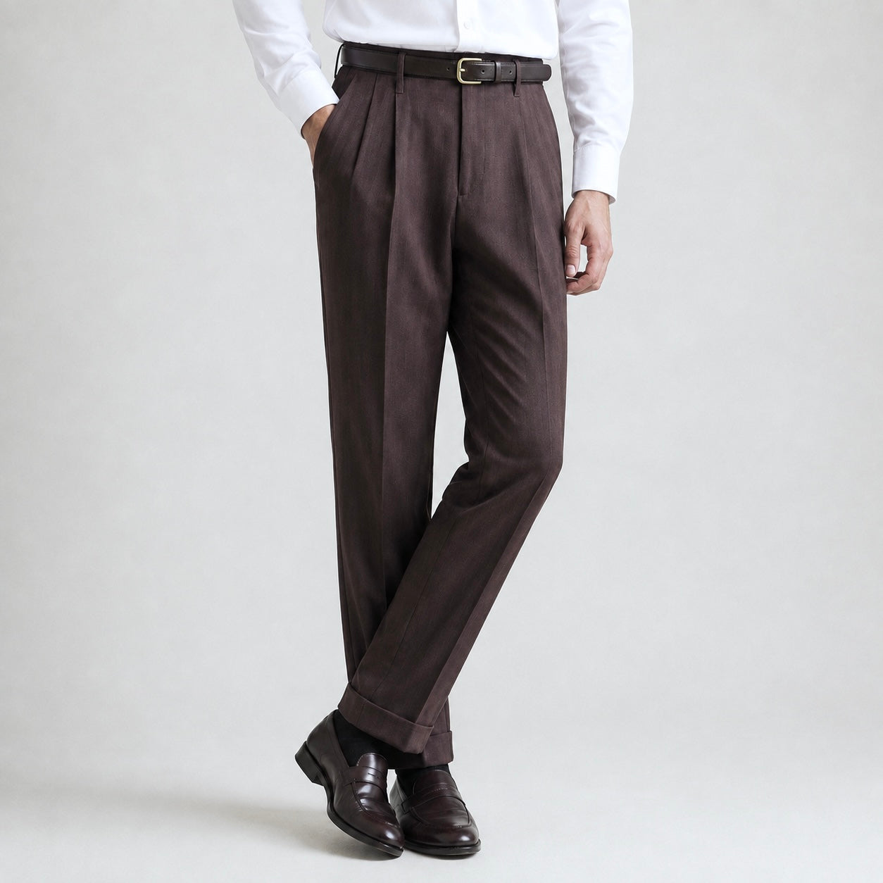 Men’s Romano Pleated Straight Leg Smart Trousers