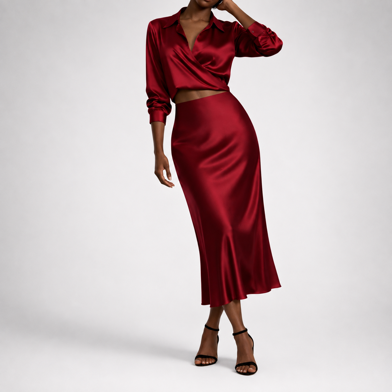 Women's Valeria Satin Midi Skirt