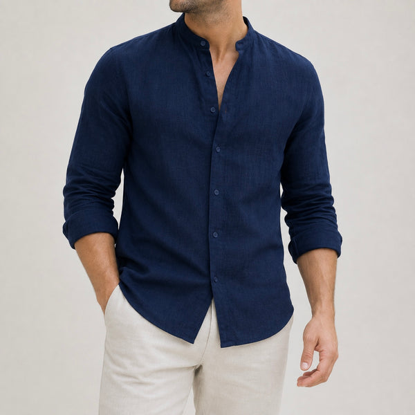 Men's Riven Half-Collar Cotton Shirt