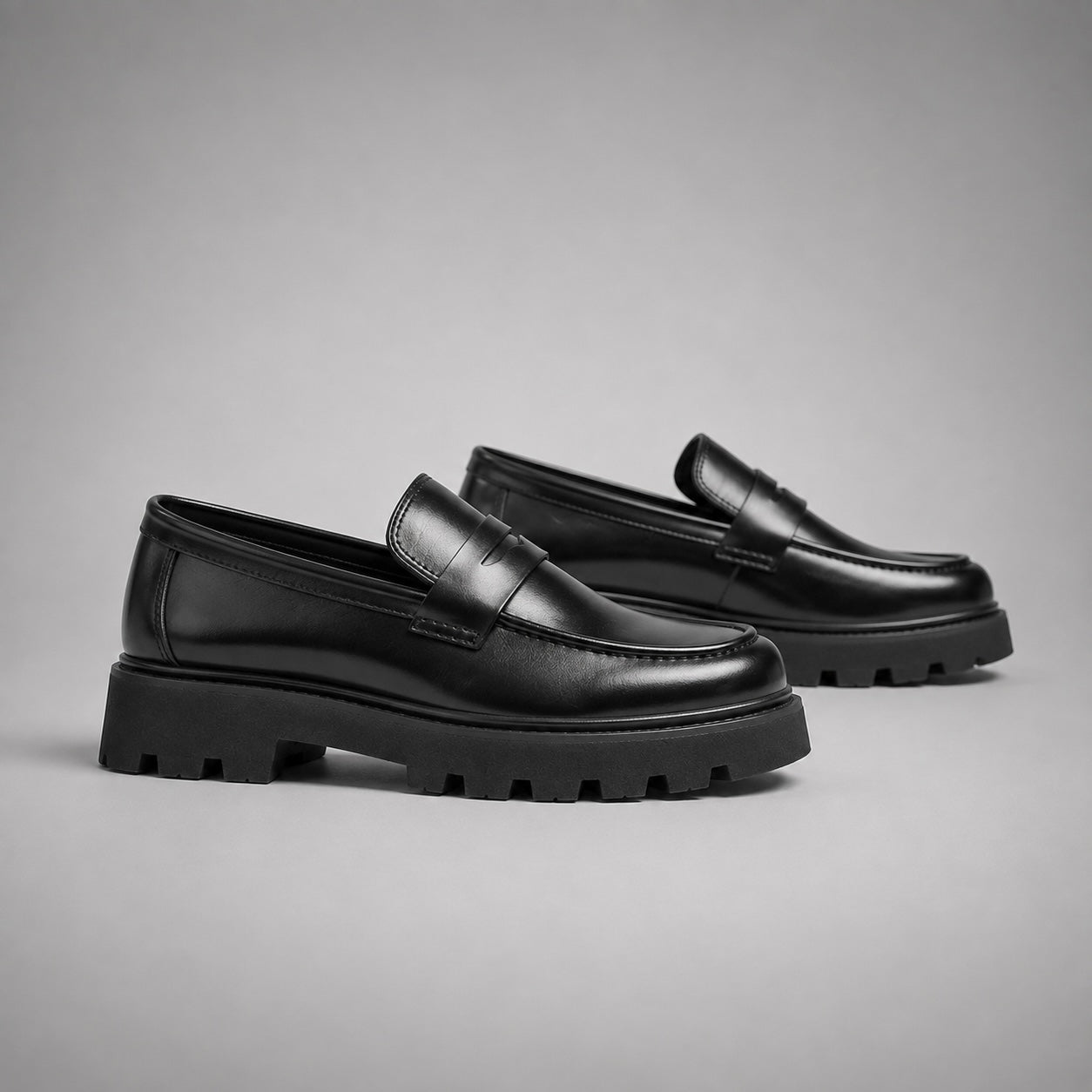 Men's Black Hugo Chunky Leather Penny Loafers