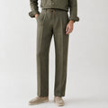 Men’s Dante Linen Pleated Straight Leg Drawstring Trousers