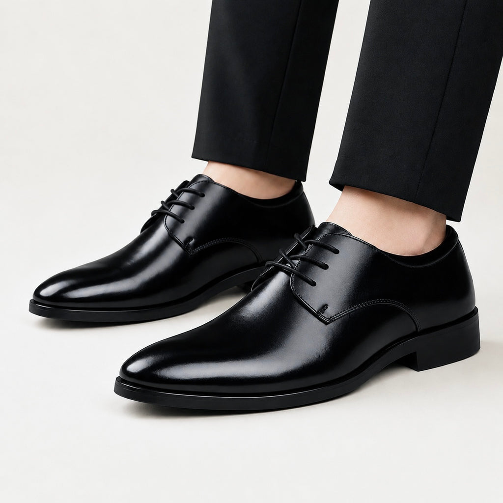 Men's Black Leather Classic Oxfords Shoes