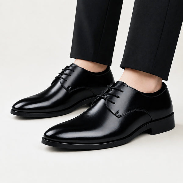 Men's Black Leather Classic Oxfords Shoes