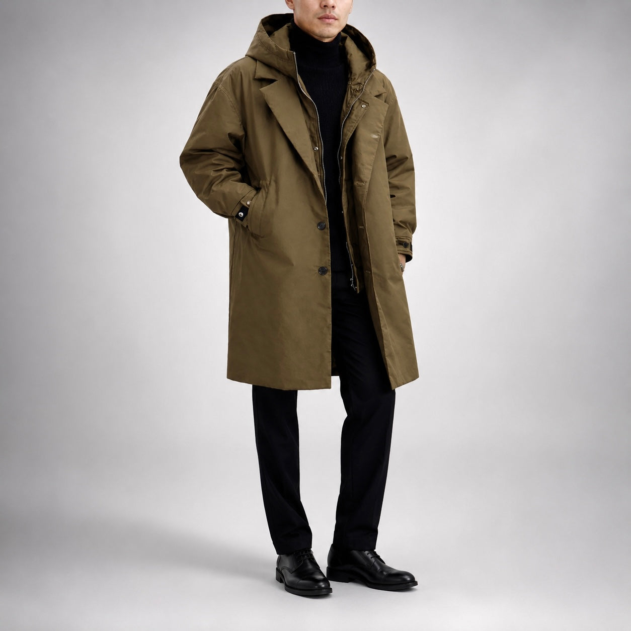 Men's Atlas Dual-Layer Trench Hooded Coat