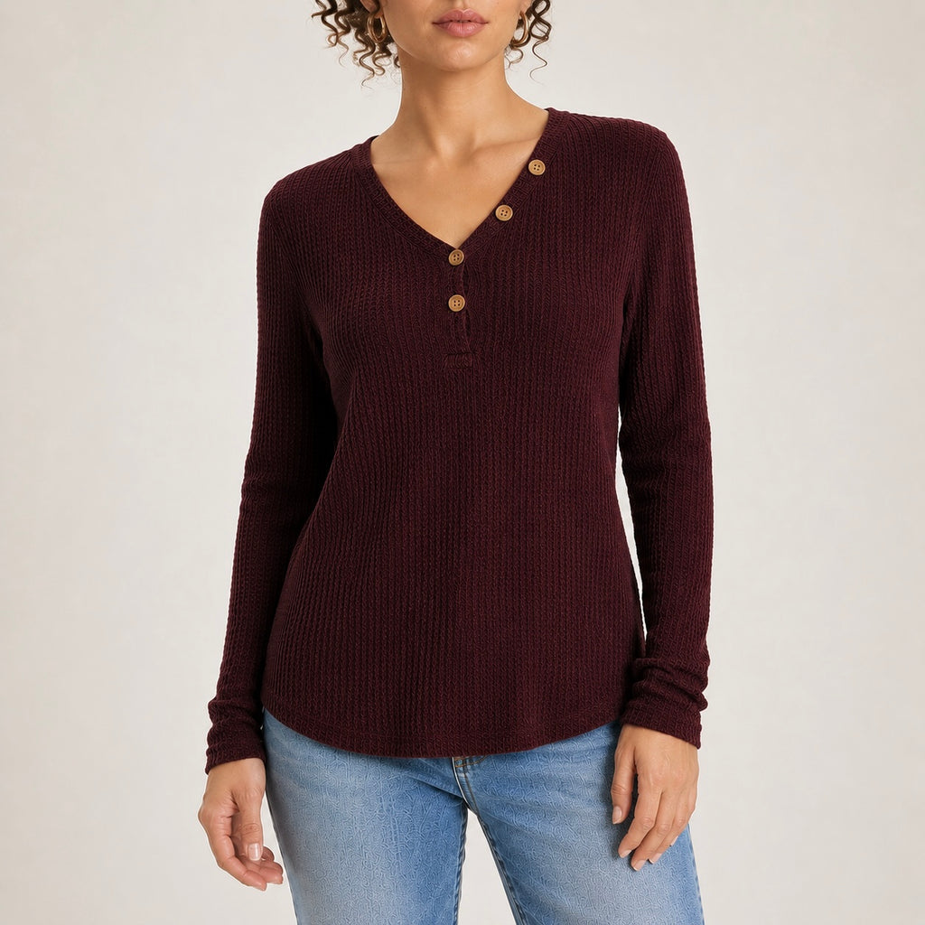 Women's Liora Button Open Neckline Top