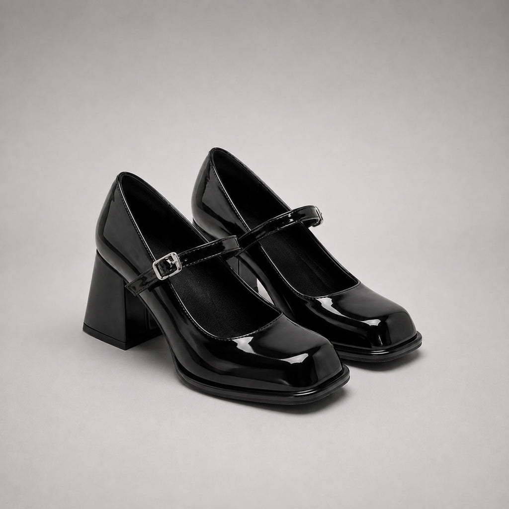 Women's Valentina Patent Mary Jane Chunky Heels
