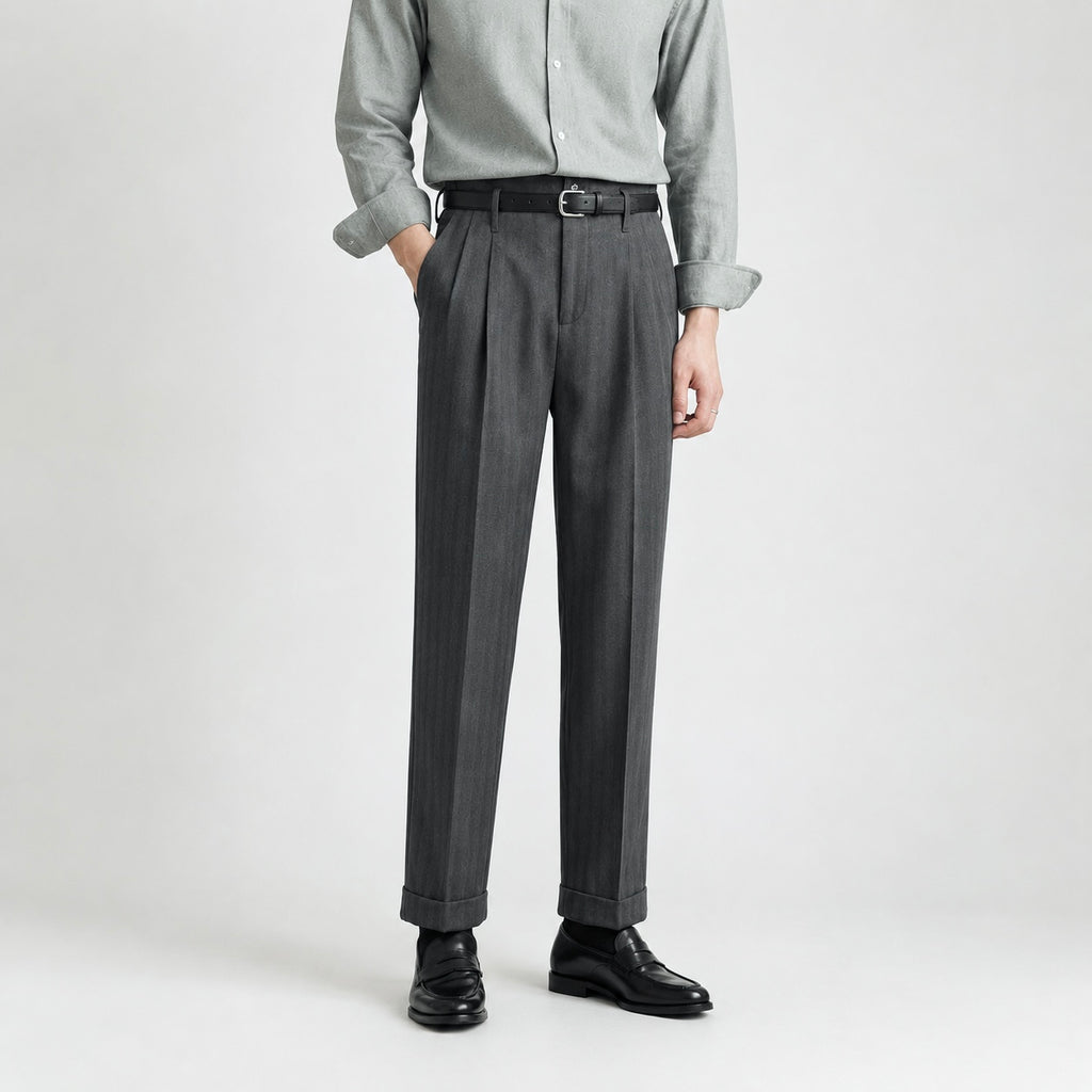 Men’s Romano Pleated Straight Leg Smart Trousers