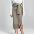 Women's Imogen High Waist Tie Front Midi Pencil Skirt