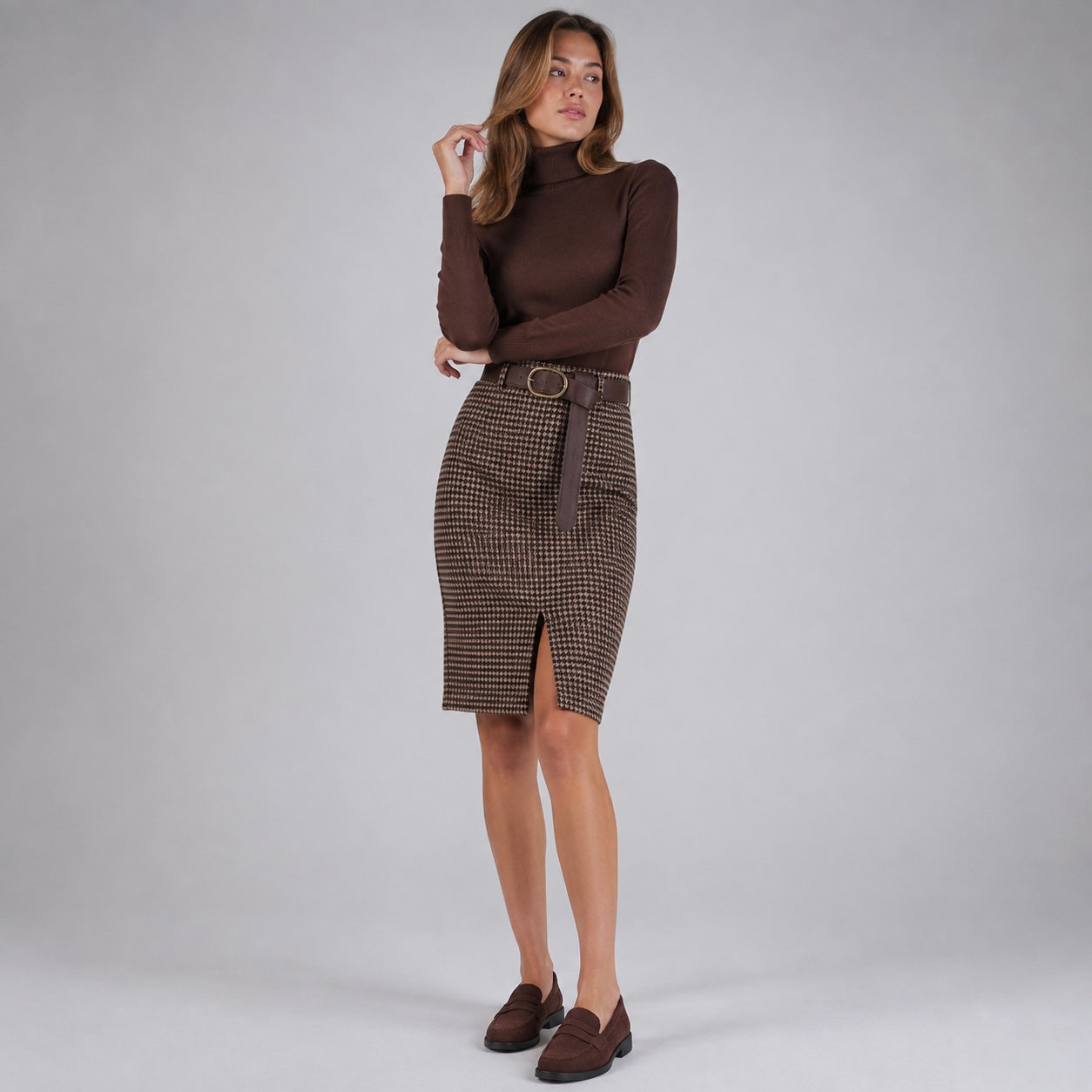 Women’s Amelie Houndstooth/Checkered Pencil Skirt