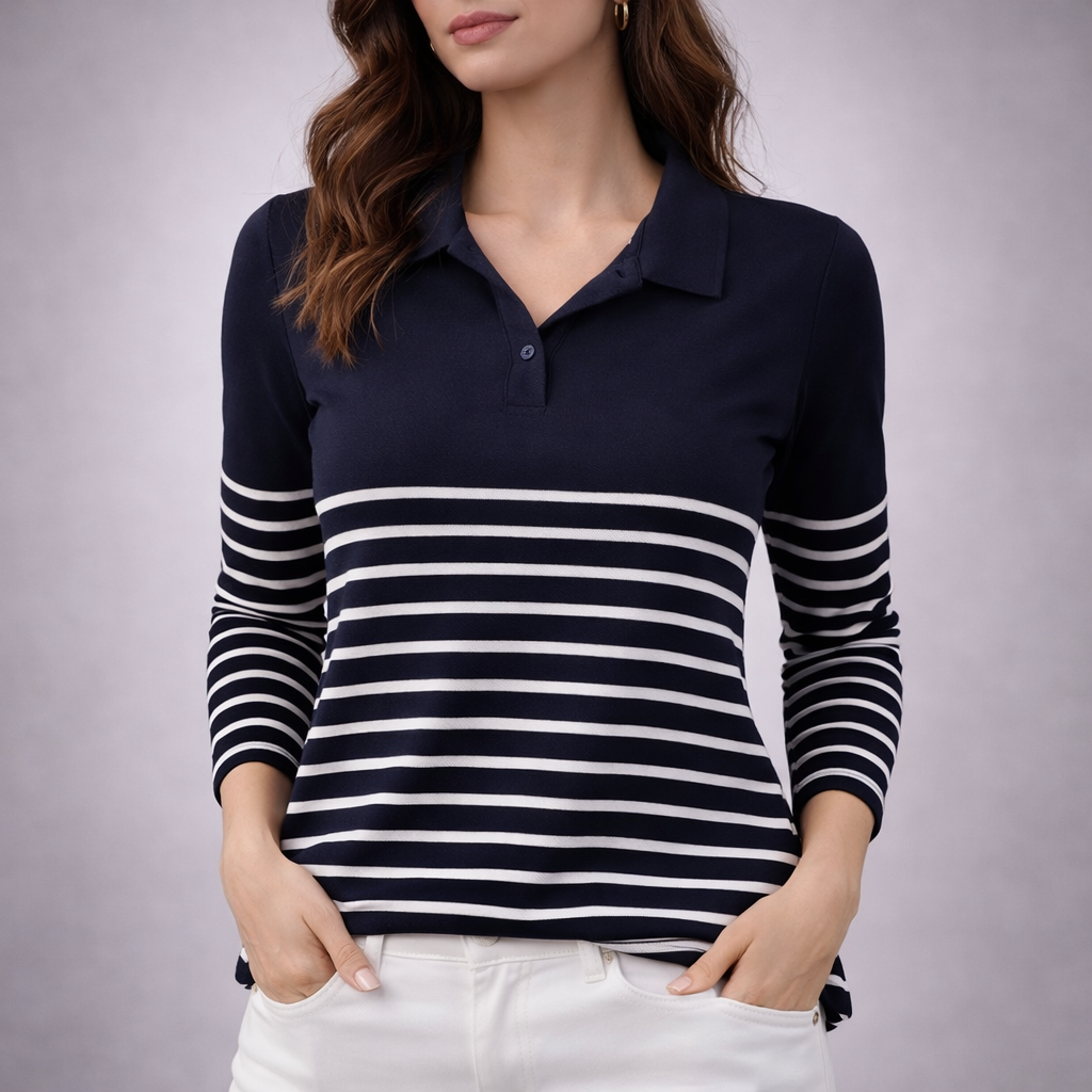 Elara Stripe Polo Top