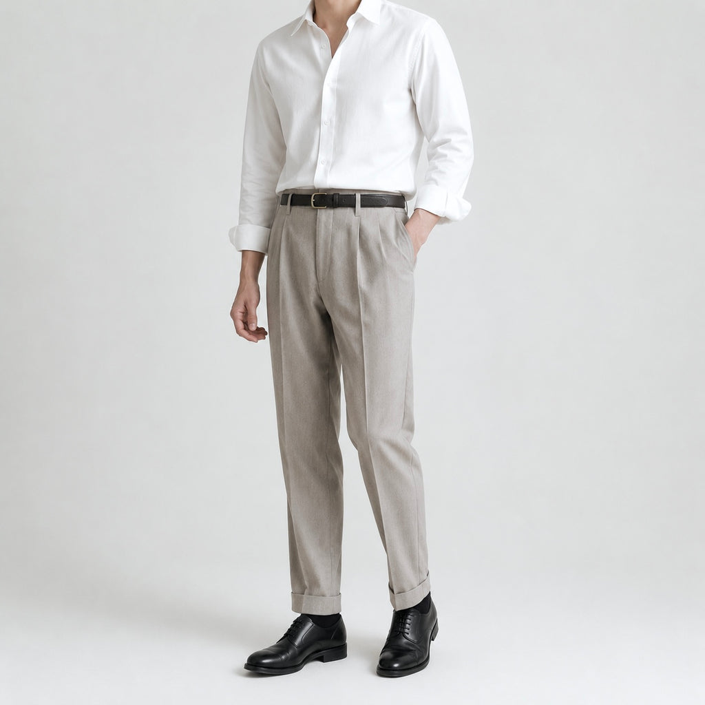 Men’s Romano Pleated Straight Leg Smart Trousers