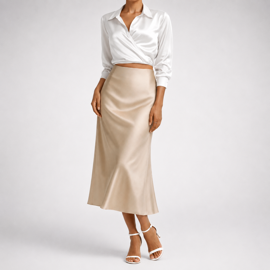 Women's Valeria Satin Midi Skirt