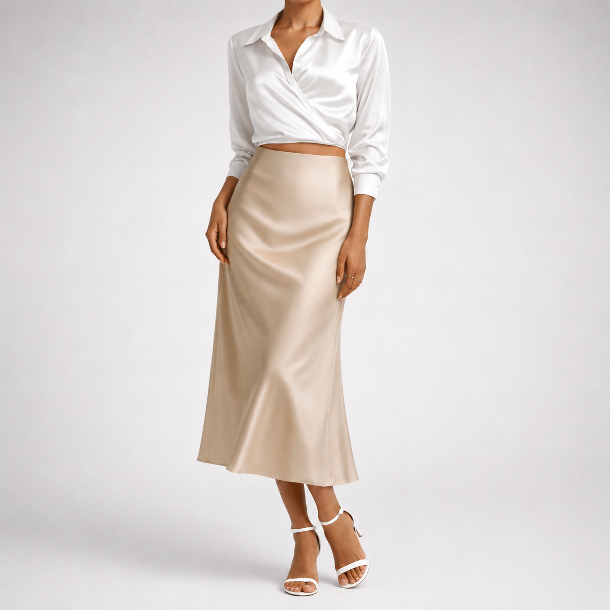 Women's Valeria Satin Midi Skirt