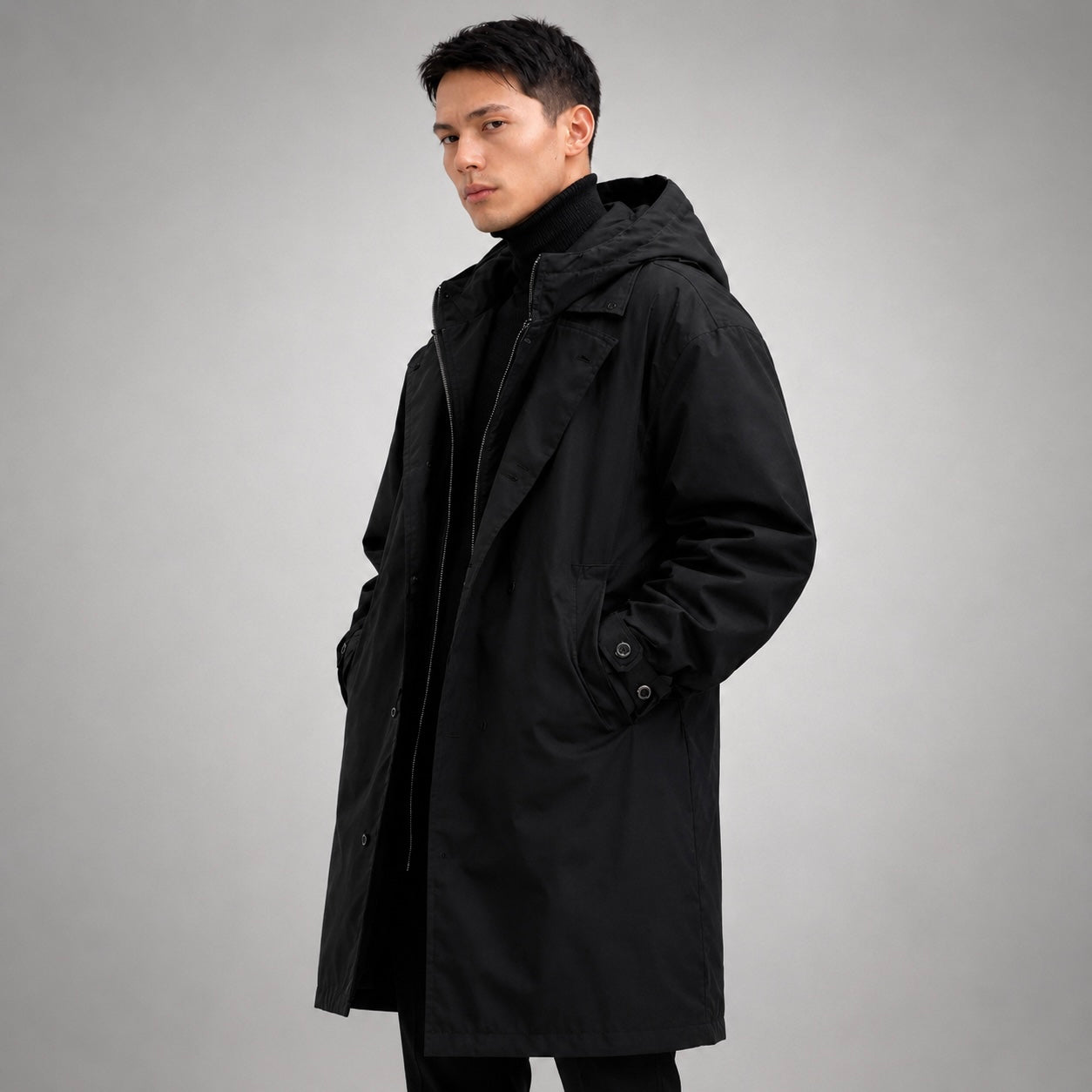 Men's Atlas Dual-Layer Trench Hooded Coat