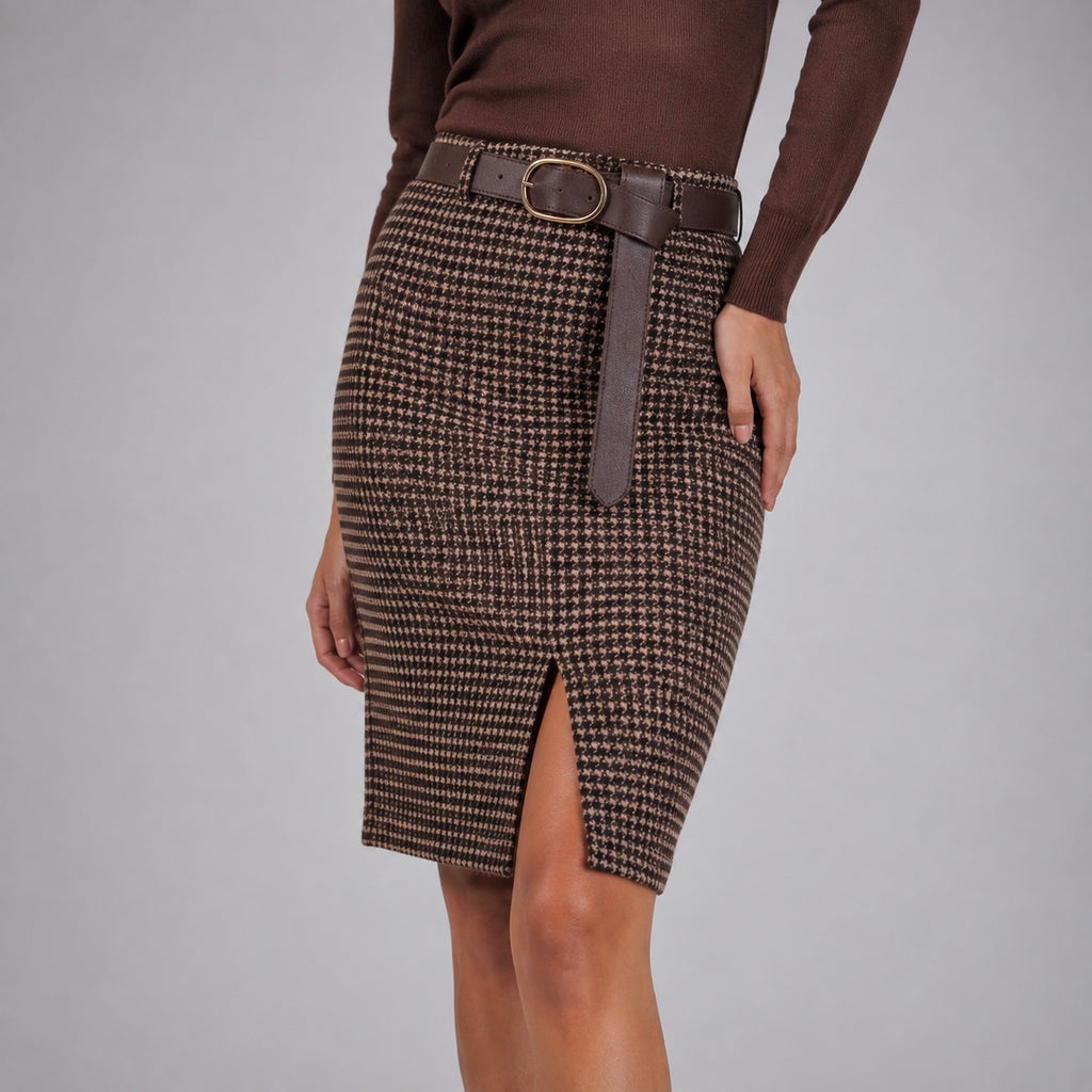 Women’s Amelie Houndstooth/Checkered Pencil Skirt
