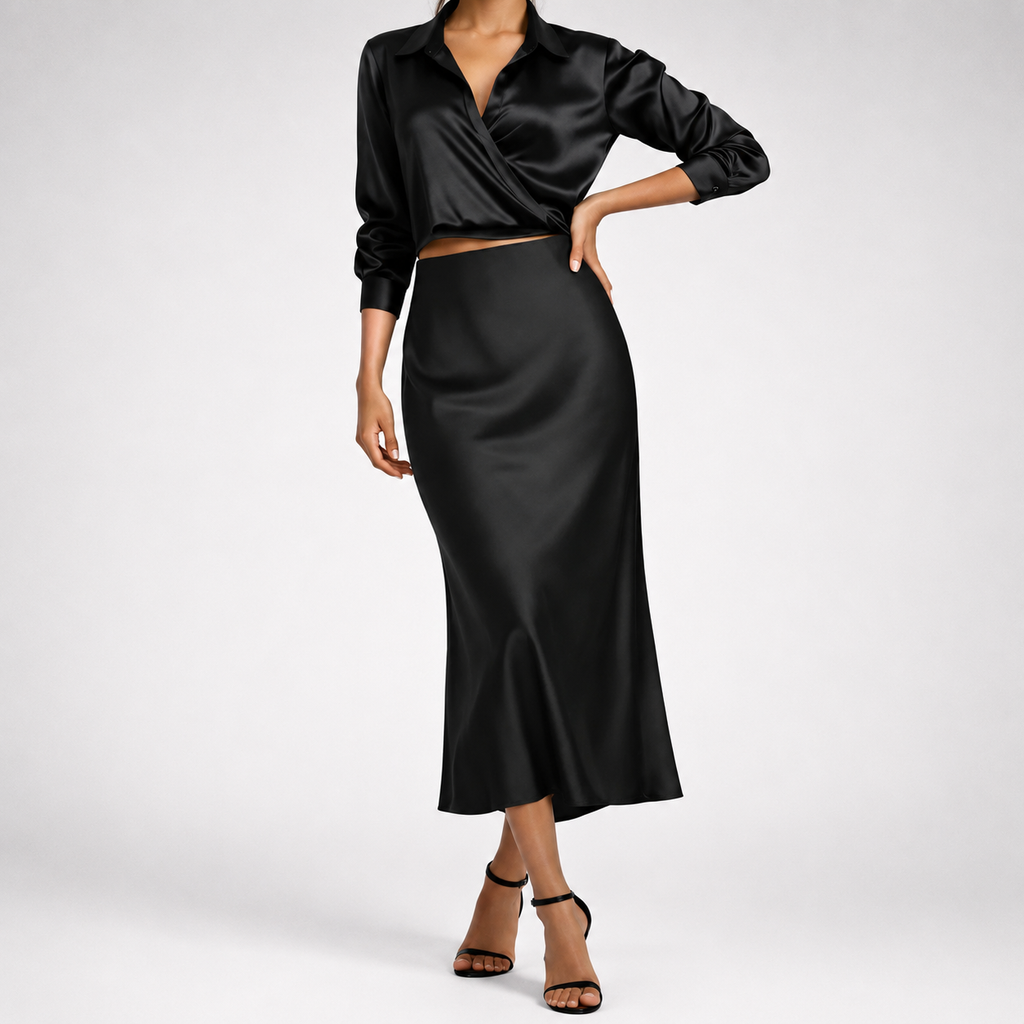 Women's Valeria Satin Midi Skirt