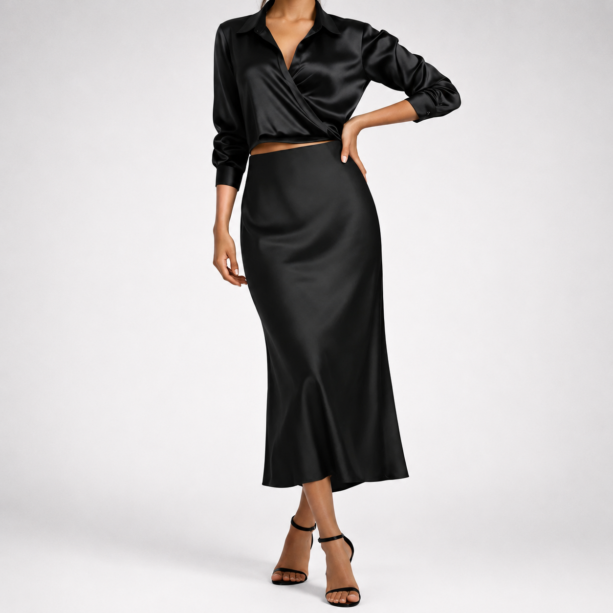 Women's Valeria Satin Midi Skirt