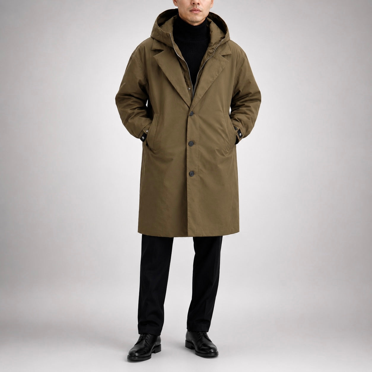 Men's Atlas Dual-Layer Trench Hooded Coat