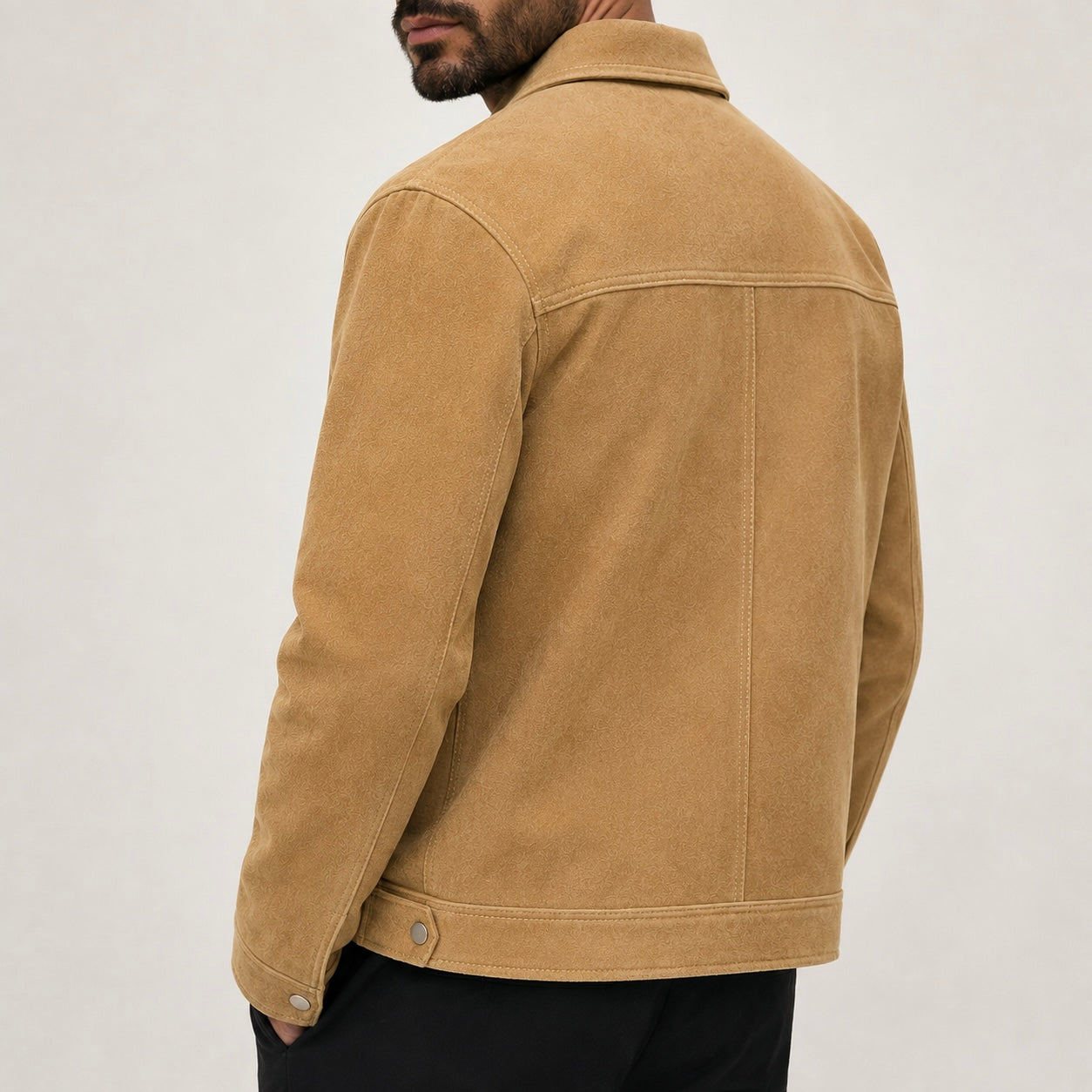 Men's Blake Button-Front Suede Jacket with Detailing