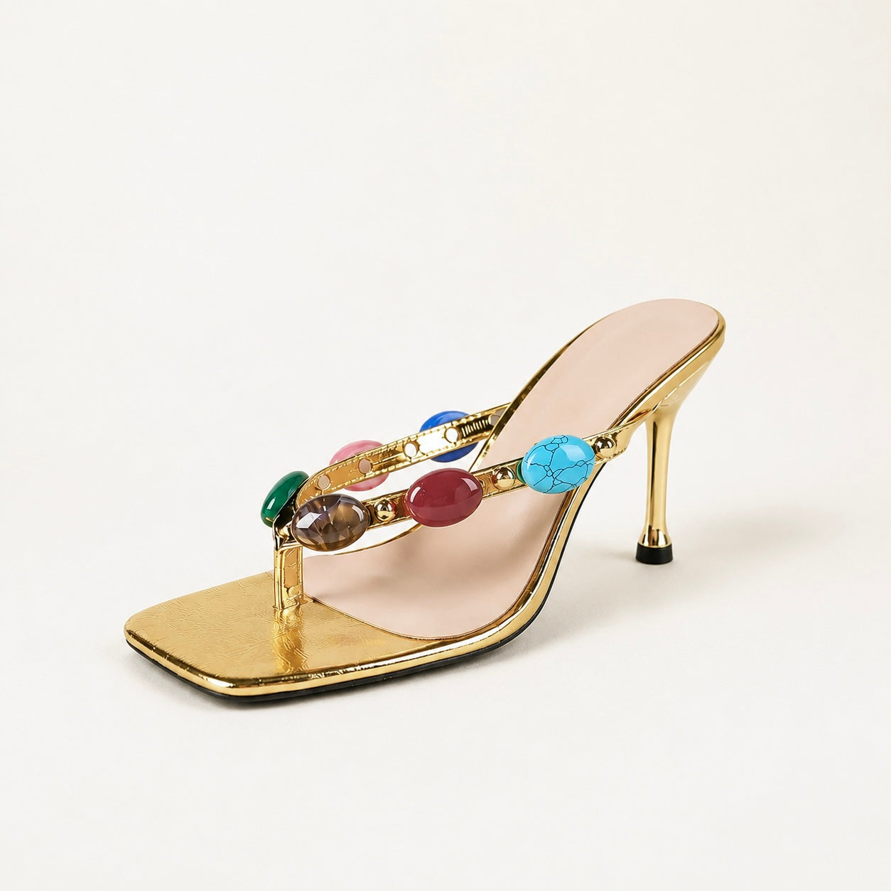 Women's Sorella Gold Gemstone Sandal Heels