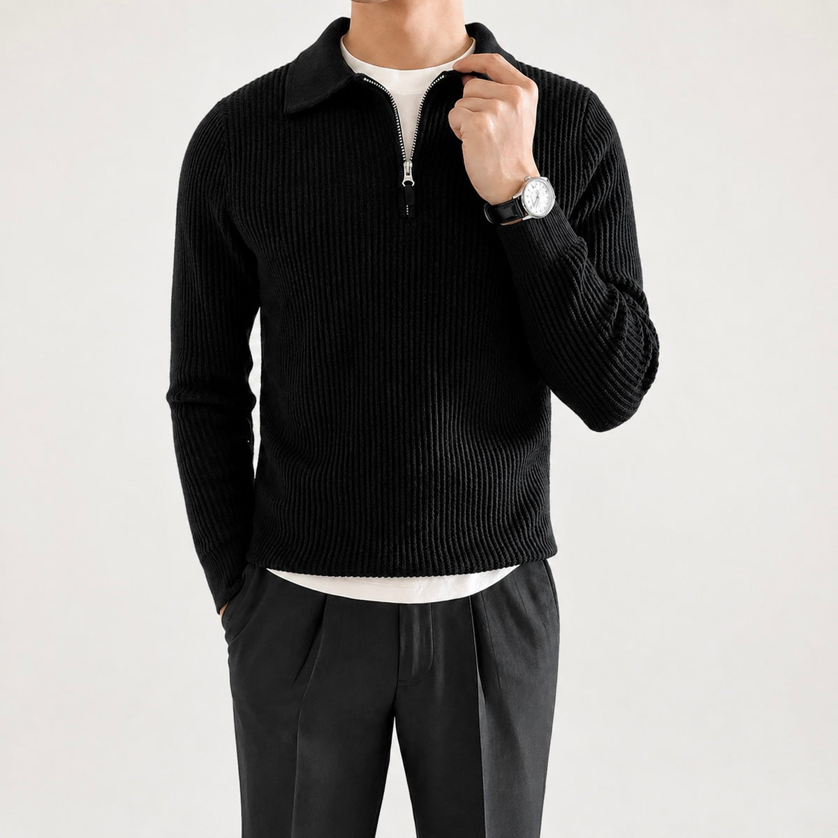 Men's Veyron Woven Zip-Up Knit Sweater