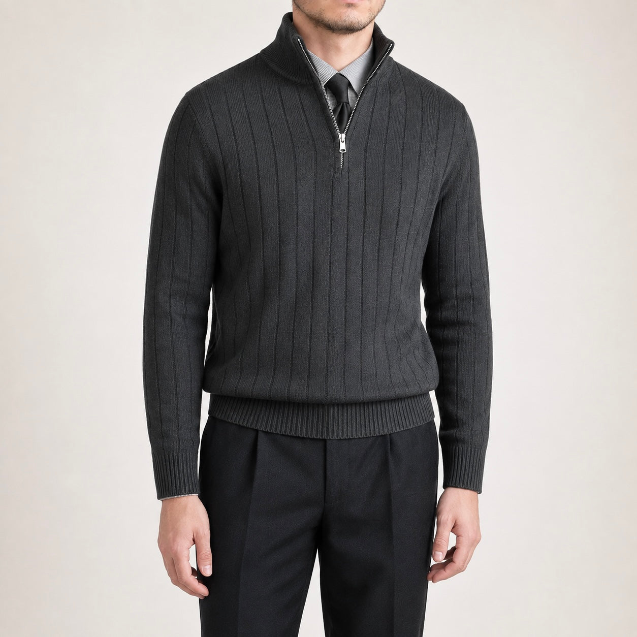 Men's Leon Quarter-Zip Up Knit Smart Jumper - Smart/Office Wear
