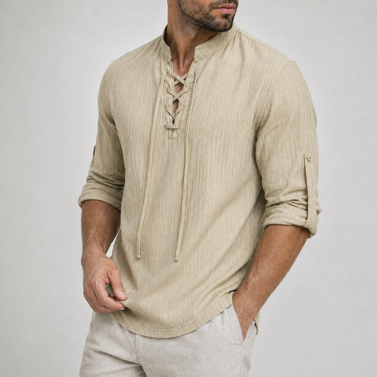 Men's Renzo Lace-up Henley