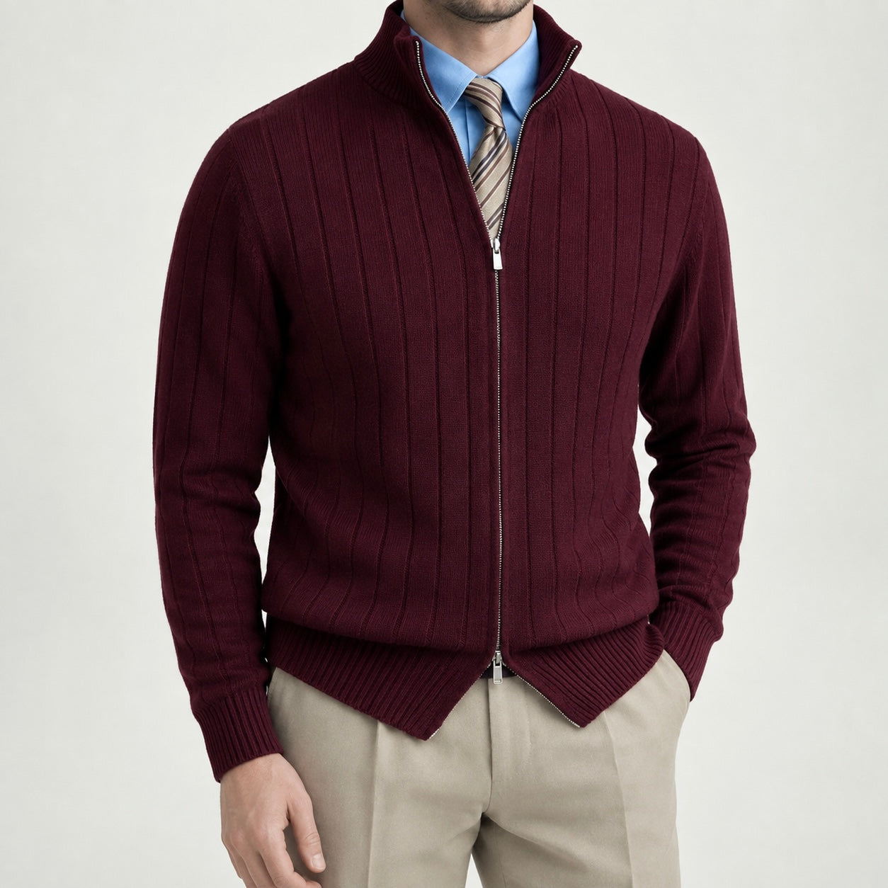 Men's Rowan Zip-Up Knit Smart Jumper - Smart/Office Wear
