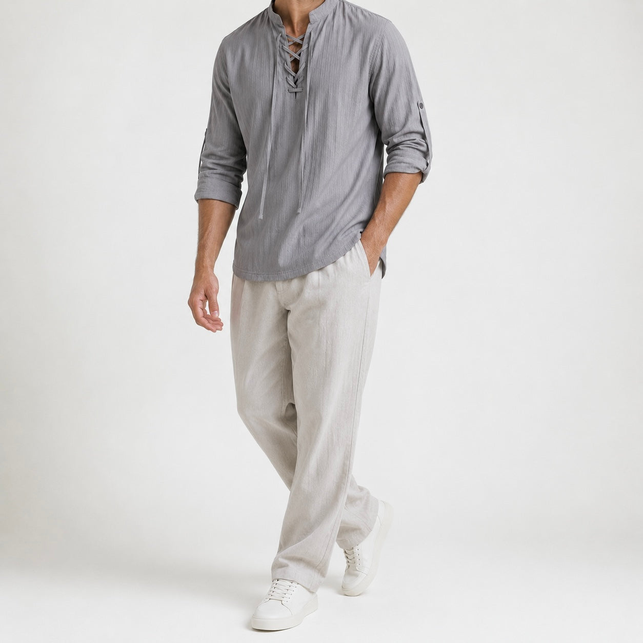 Men's Renzo Lace-up Henley