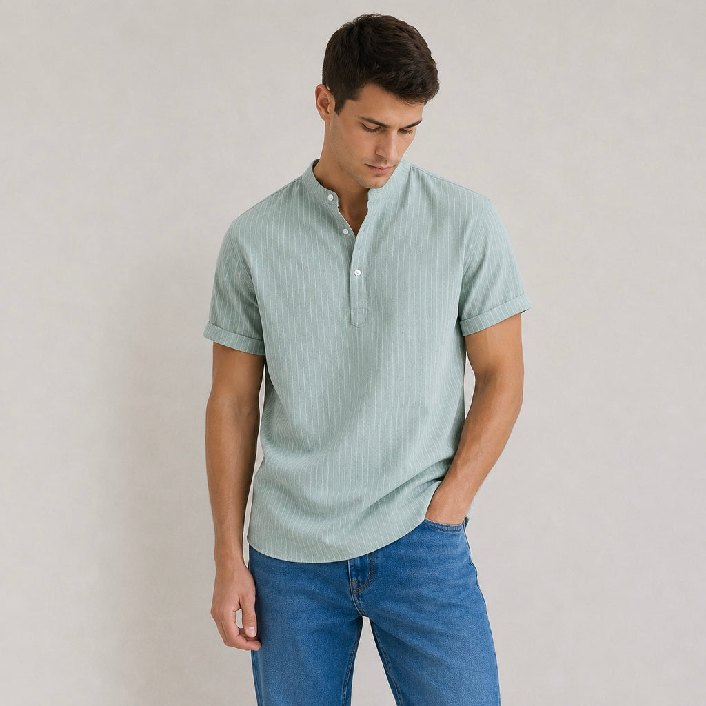Men's Miro Half Collar Striped Casual Shirt