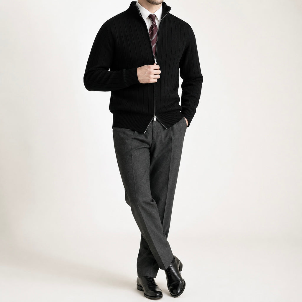 Men's Rowan Zip-Up Knit Smart Jumper - Smart/Office Wear