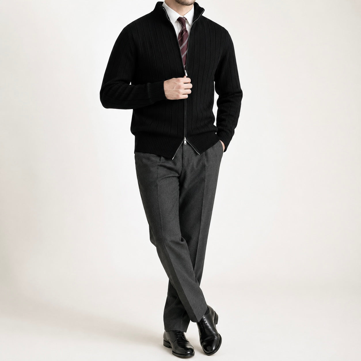 Men's Rowan Zip-Up Knit Smart Jumper - Smart/Office Wear