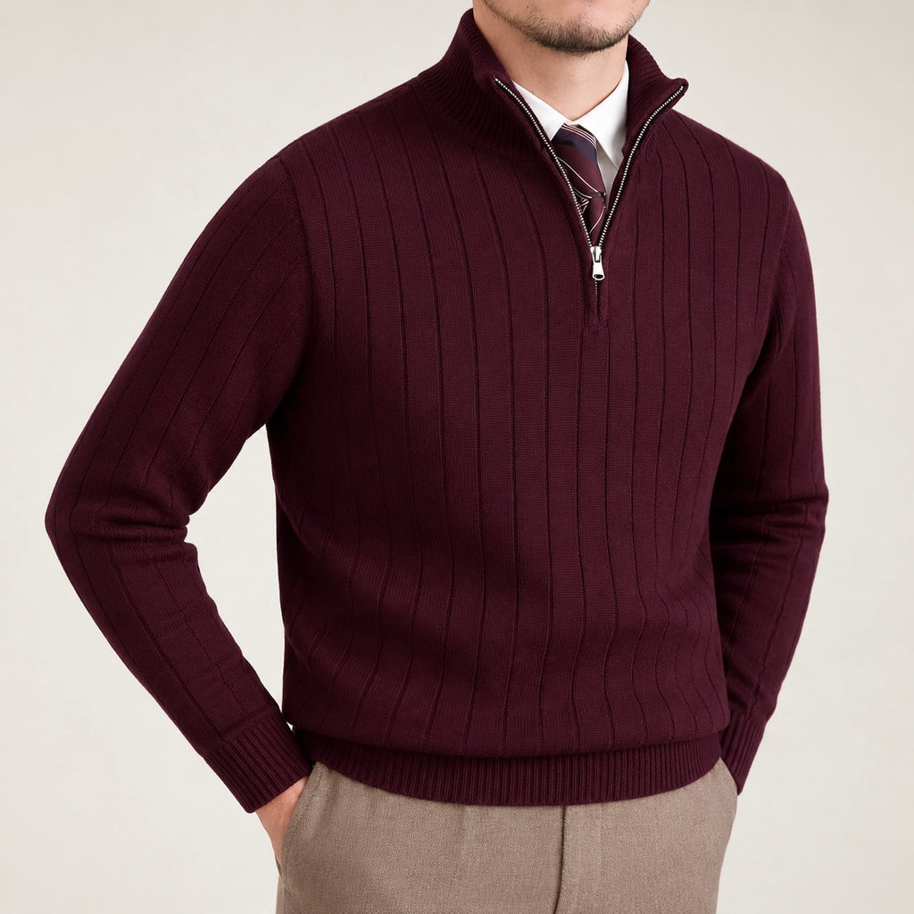 Men's Leon Quarter-Zip Up Knit Smart Jumper - Smart/Office Wear