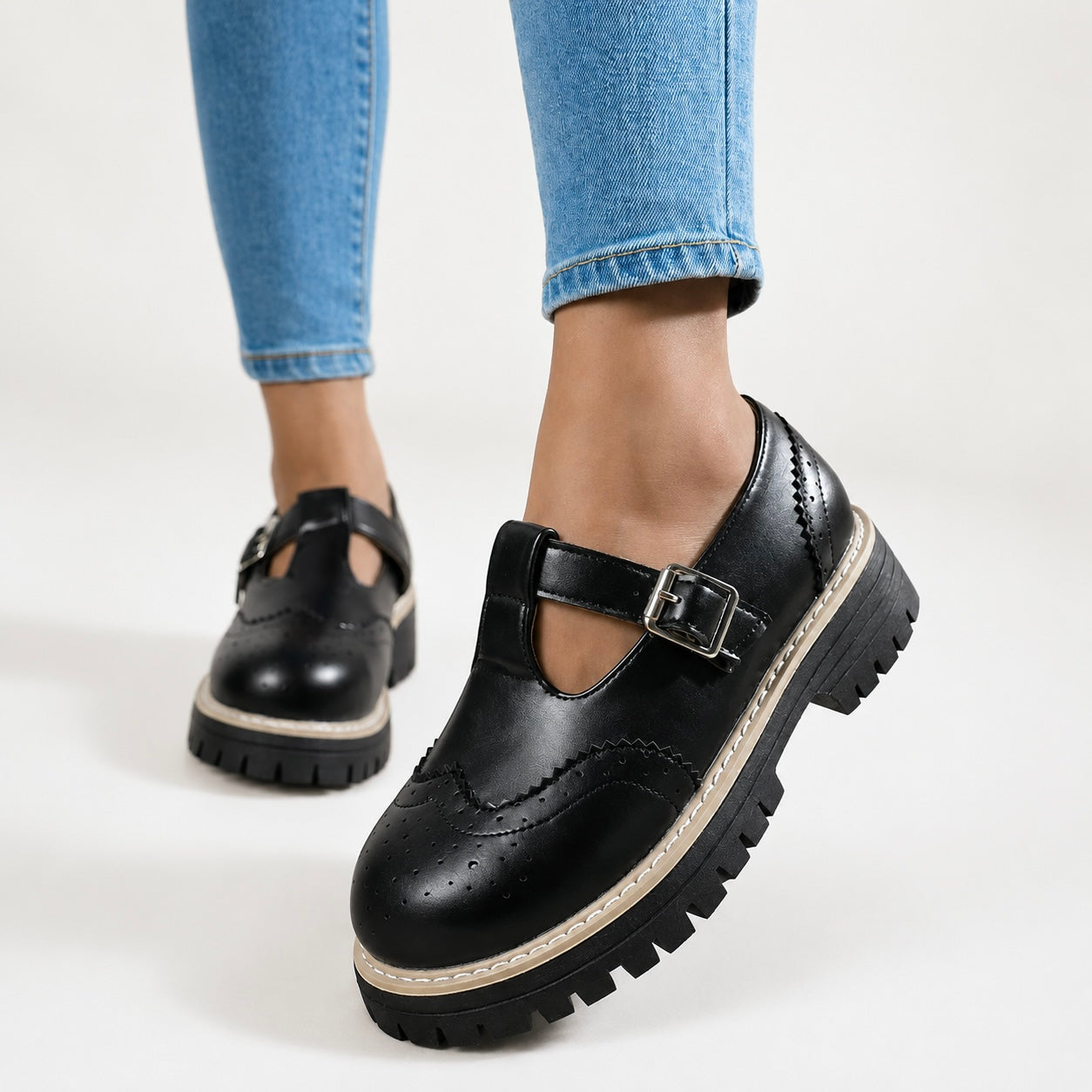 Women's Liora Buckle Brogue Style Mary Jane Sandals