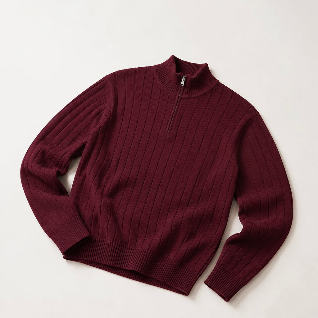 Men's Leon Quarter-Zip Up Knit Smart Jumper - Smart/Office Wear